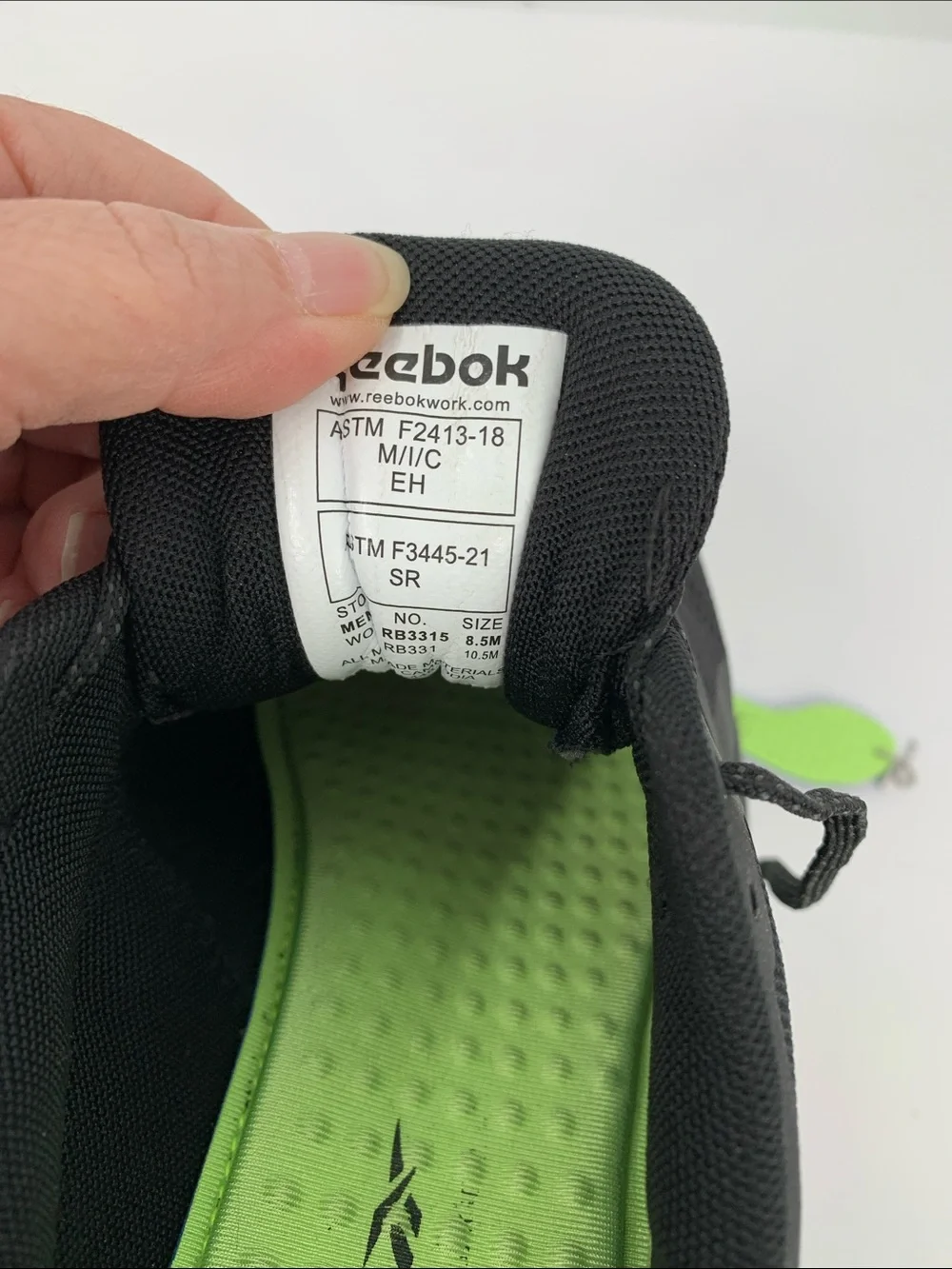 Reebok Nanoflex TR work sneaker shoe black composite safety toe tie women 10.5